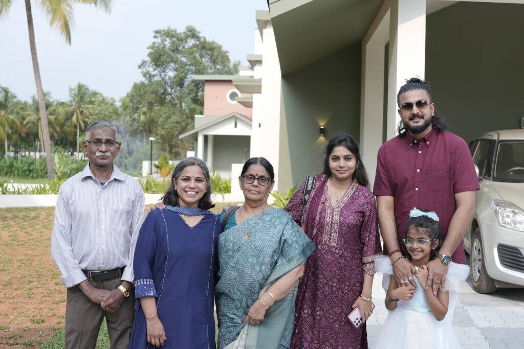 Family celebrating their new residential property in Kerala